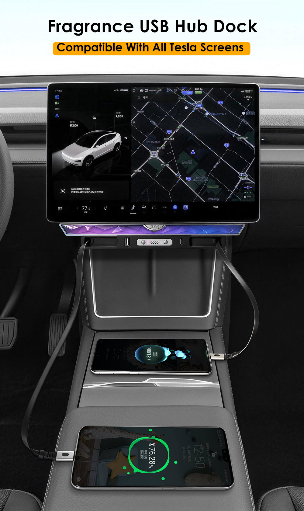 HUB7 Fragrance USB Hub Dock For All Tesla Models