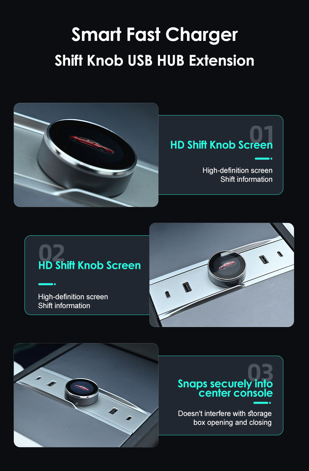 Tesla HUB2 LCD Intelligent Control Dock Expansion For Model 3/Y